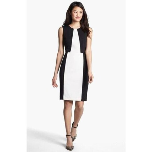 NEW Halogen Faux Leather Trim‎ Sheath Dress | Nordstrom 0P - Picture 1 of 6